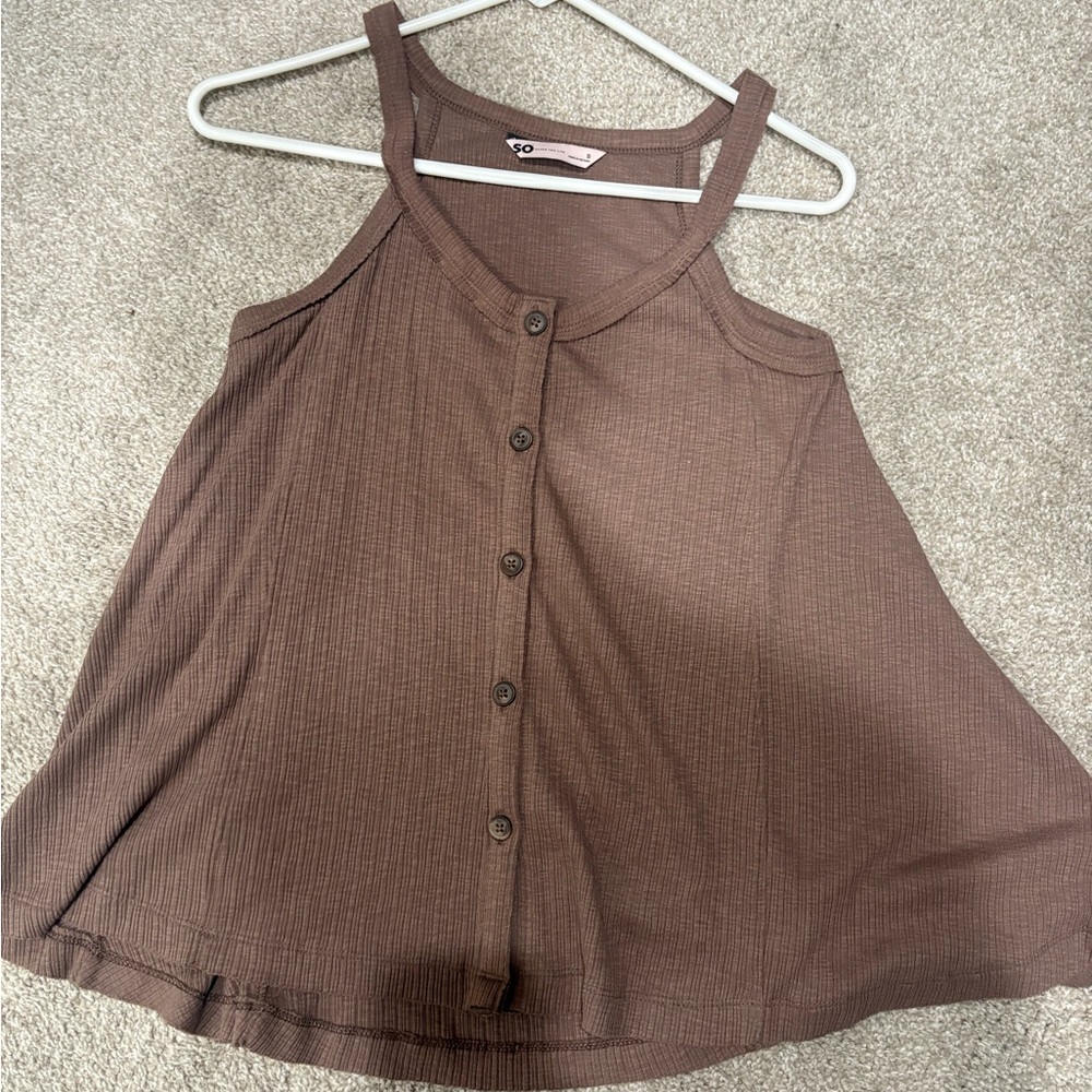 Sonoma Good for life Chocolate Brown Button-Front Tank Top